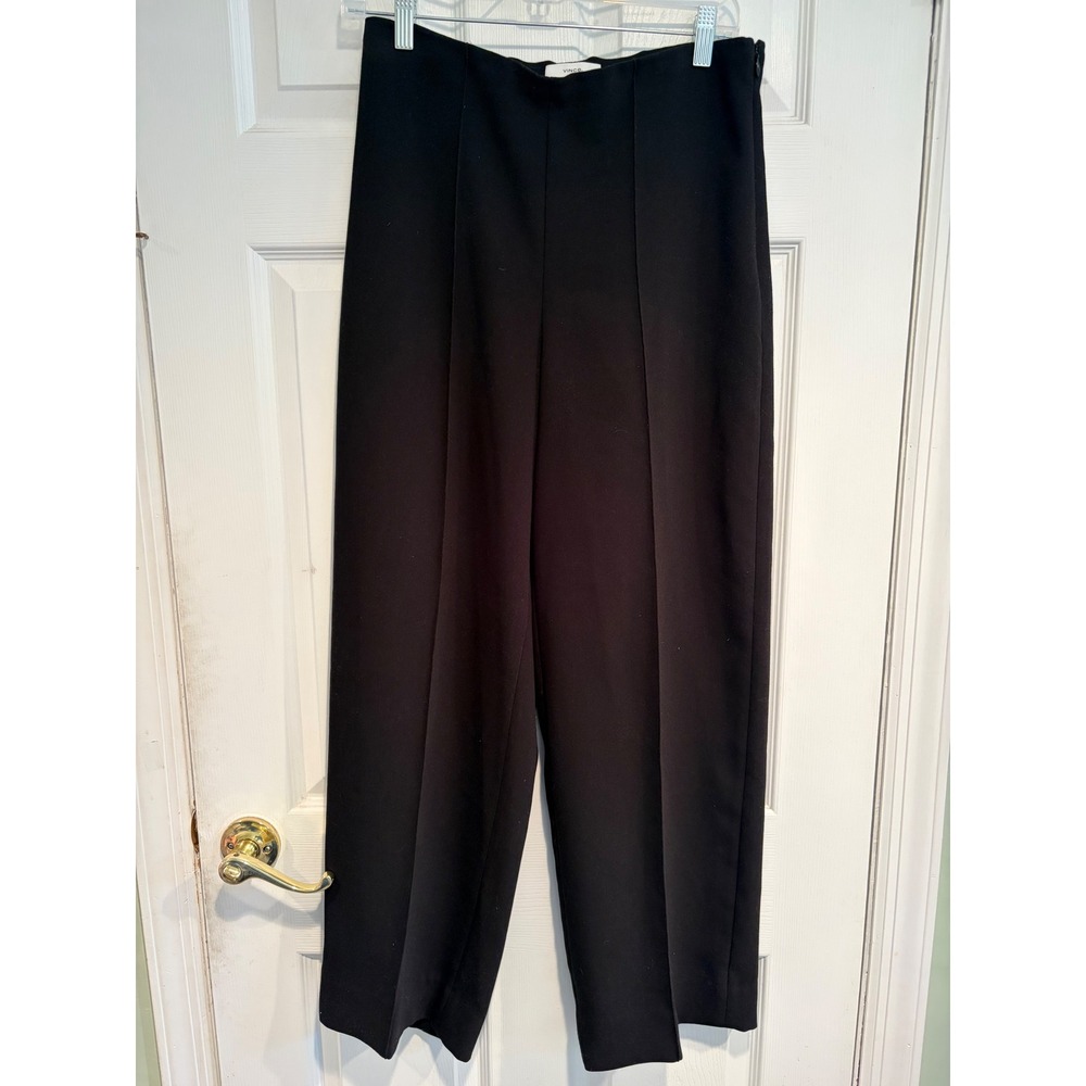 Vince Black Pintuck Wide Leg Trousers Side Zip V936222176 Womens 6 High Rise